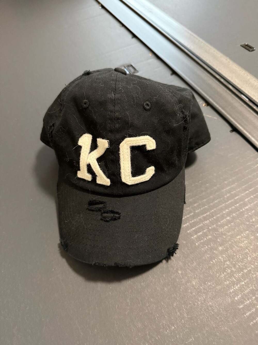 KBETHOS Vintage Distressed Black KC Baseball Cap